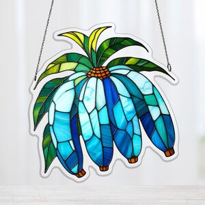 Blue Java Banana Acrylic Window Decor, Creamy Ice Cream Banana Hanging Gift for Fruit Lovers, banana wall decor, tropical leaf decor
