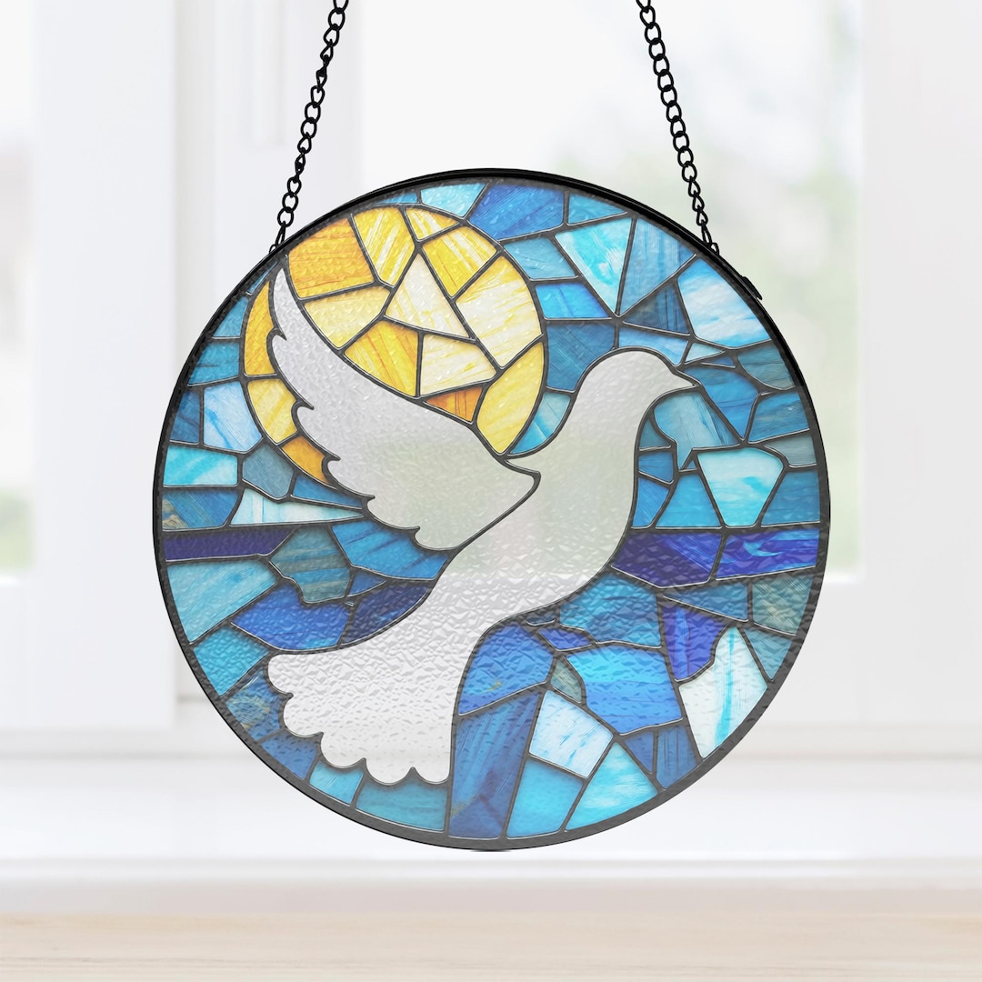 Mosaic Dove Stained Glass Window Catcher, Holy Christian Room ...