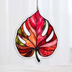 Kinesisk vintergröna akrylhängande dekor, ljusrosa lövsolfångare present till växtälskare, växtälskare present, solfångare, lövfönsterkonst