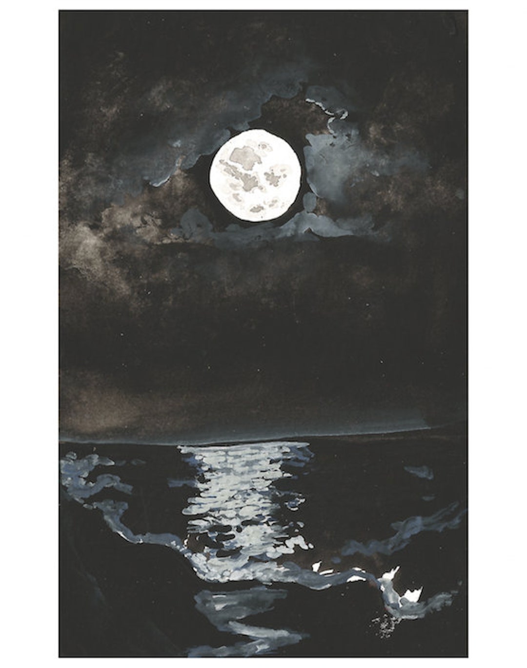 Moon at Night, 8"x10", Unframed. - Etsy