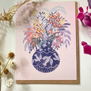 Floral Folk Bouquet Vase Card image 1