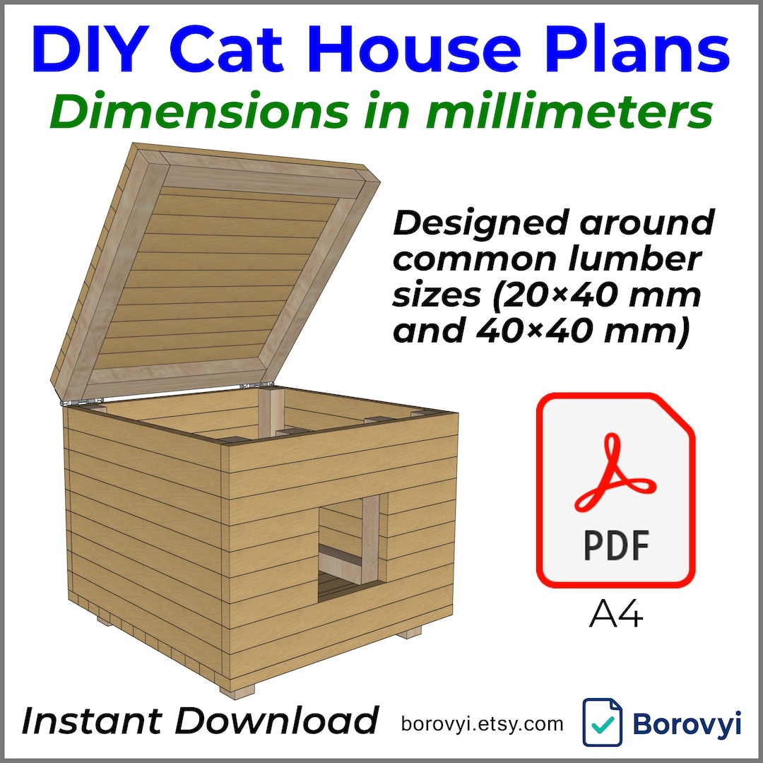DIY Cat House Plans With Hinged Roof - Etsy