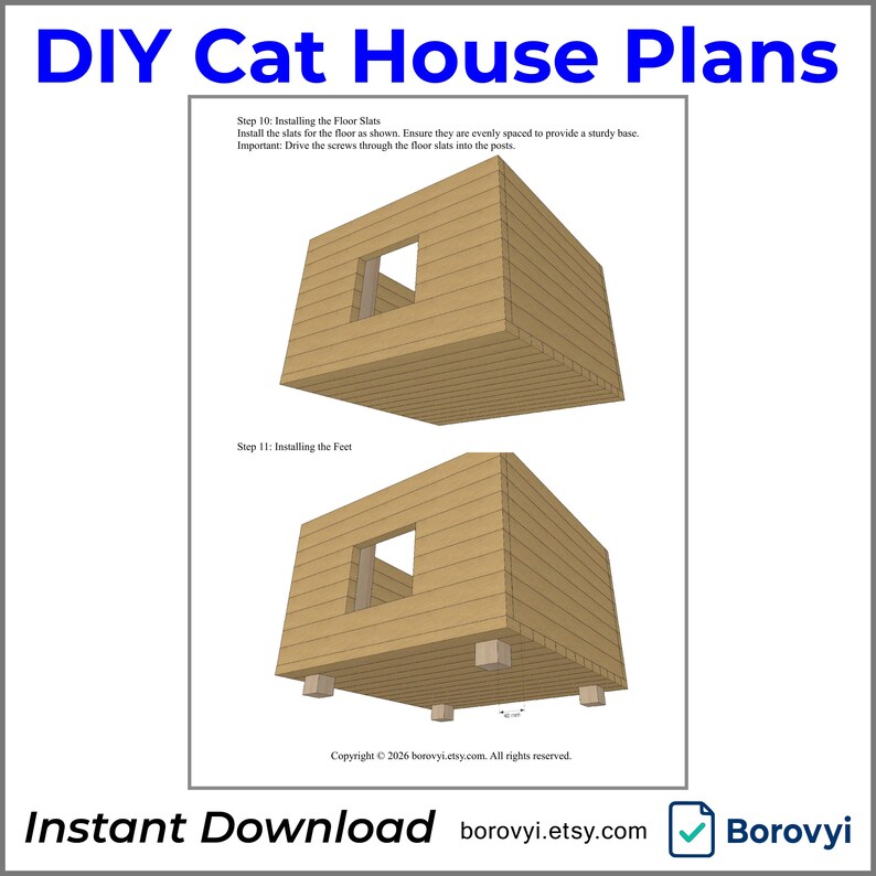DIY Cat House Plans With Hinged Roof - Etsy