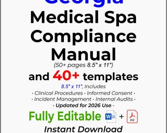 Georgia Medical Spa Compliance Manual – Editable Templates (PDF, Word)