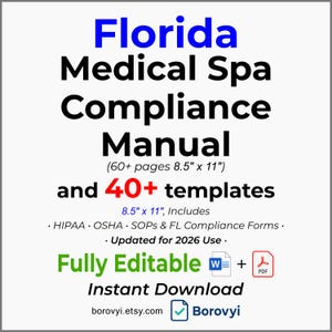 Florida Medical Spa Compliance Manual: Editable Templates & Forms (PDF)