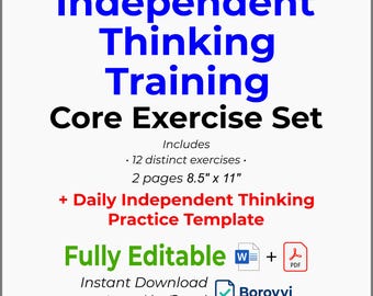 Independent Thinking Workbook | Daily decision-making journal & Self-reflection exercises | editable Word and printable PDF