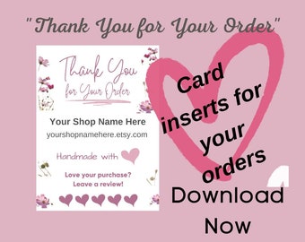 Thank You Order Card Template (Digital Download) – Business Packaging Insert