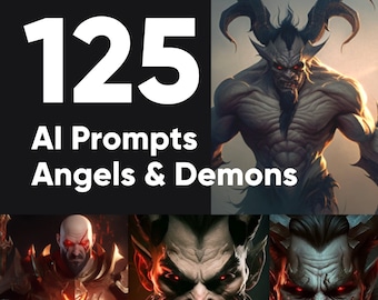 Midjourney Prompts for Angels and Demons | Create Digital Ai Artwork | Fantasy Art and Images for Artists Video Gamer | Download Print Guide