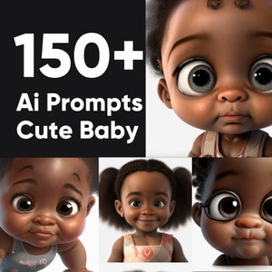 Midjourney Cartoon Style Prompts Cute Black Kids and African American Baby Girls and Boys Create Digital Ai Artwork of Melanin Children image 1