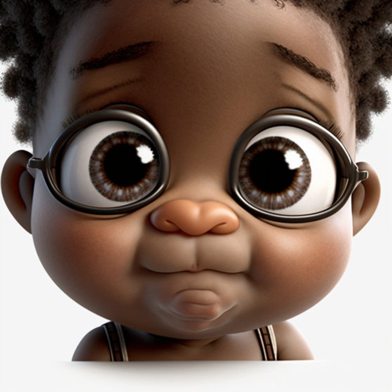 Midjourney Cartoon Style Prompts Cute Black Kids and African American Baby Girls and Boys Create Digital Ai Artwork of Melanin Children image 4