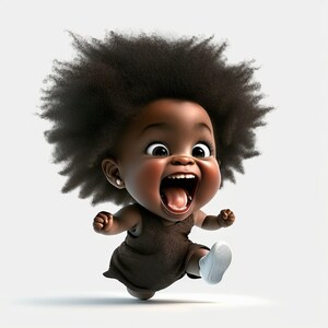 Midjourney Cartoon Style Prompts Cute Black Kids and African American Baby Girls and Boys Create Digital Ai Artwork of Melanin Children image 5