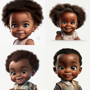 Midjourney Cartoon Style Prompts Cute Black Kids and African American Baby Girls and Boys Create Digital Ai Artwork of Melanin Children image 10