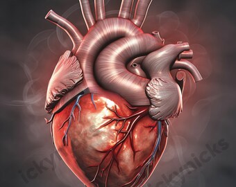 Midjourney Video Game Art | Heart Organ Donor Nurse Medical | Anatomical Digital Artwork Clipart EKG 3D | Wall Print Download Downloadable