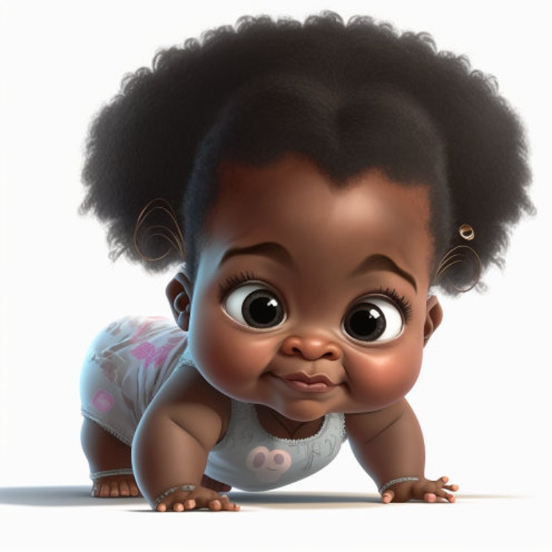 Midjourney Cartoon Style Prompts Cute Black Kids and African American Baby Girls and Boys Create Digital Ai Artwork of Melanin Children image 3