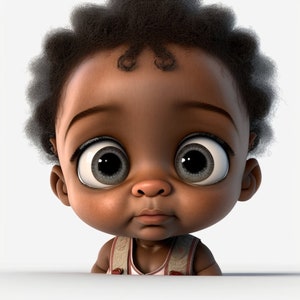 Midjourney Cartoon Style Prompts Cute Black Kids and African American Baby Girls and Boys Create Digital Ai Artwork of Melanin Children image 2