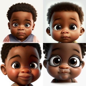 Midjourney Cartoon Style Prompts Cute Black Kids and African American Baby Girls and Boys Create Digital Ai Artwork of Melanin Children image 9