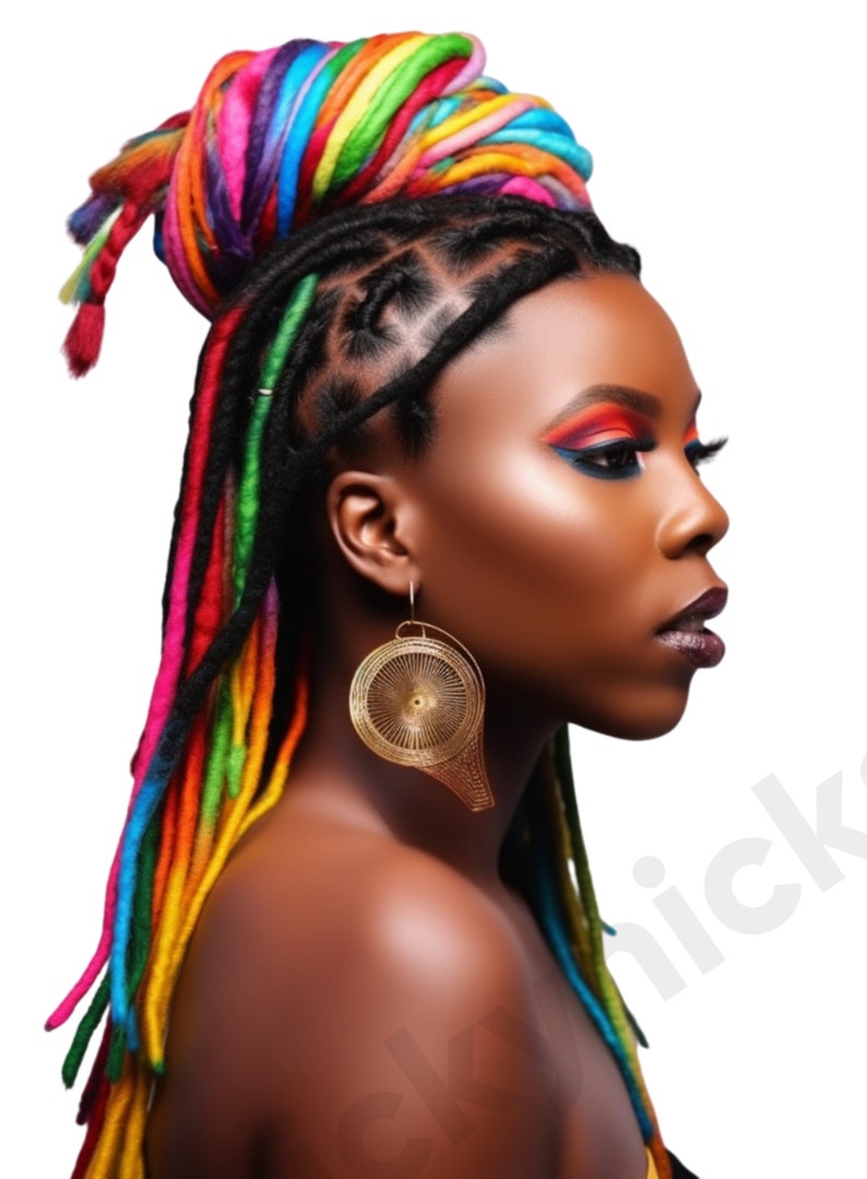 Digital Ai Artwork of Black Women Beautiful Melanin Queen With Rainbow