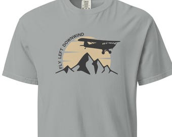 Camiseta Mountain Sunset Cub - Granite / Piper Cub Aviation / Fly Left Downwind
