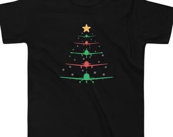 Camiseta navideña de aviación general para niños pequeños / Camiseta navideña de aviación para niños