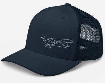 Gorra de camionero bordada J3 Cub / Gorra de vuelo de travesía - Azul marino/gris