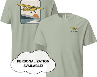 Camiseta Piper Cub Sunset (Bahía) Regalo de aviación personalizado