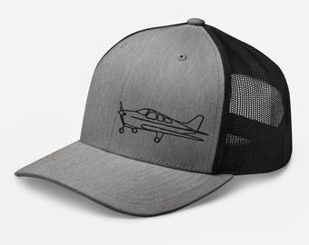 Gorra de camionero bordada Bonanza BE36 / Gorra de aviación - Gris/Negro