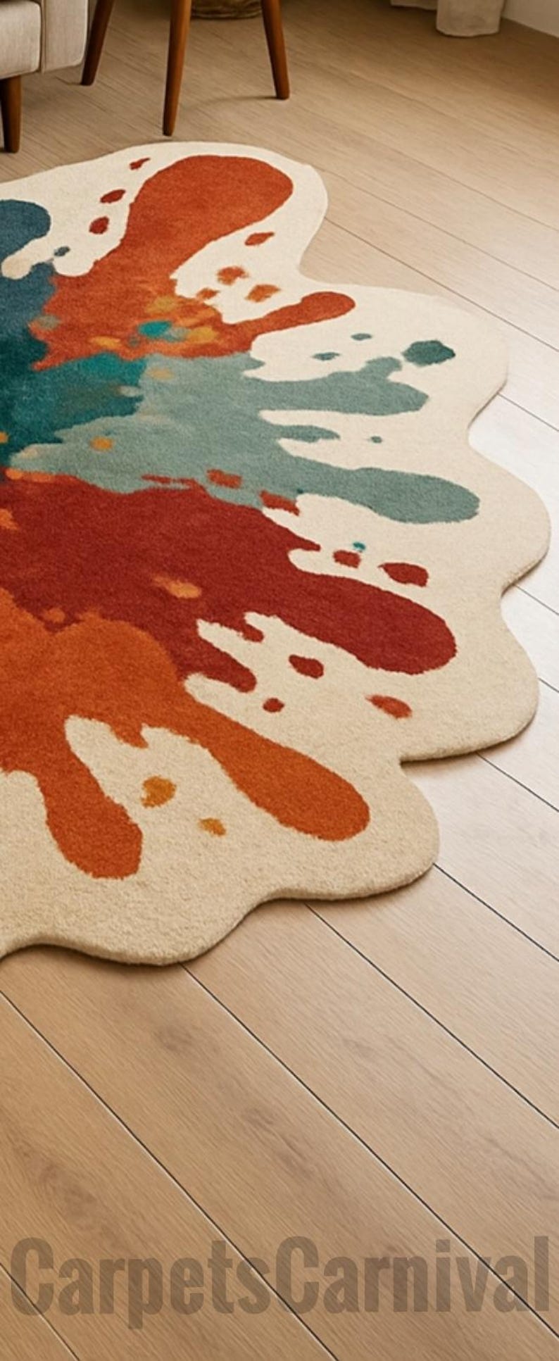 Hand Tufted Abstract Splash Rug: Irregular Boho Floor Decor - Etsy ...