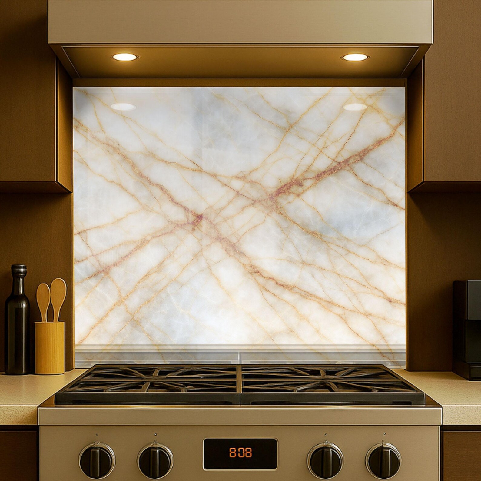 Marble Gold Vein Glass Backsplash – Heat Resistant Stove Splash Guard ...