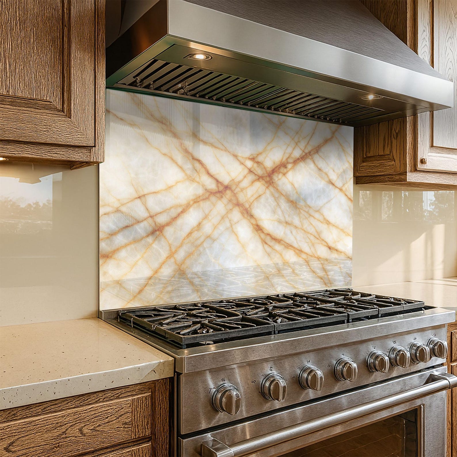 Marble Gold Vein Glass Backsplash – Heat Resistant Stove Splash Guard ...