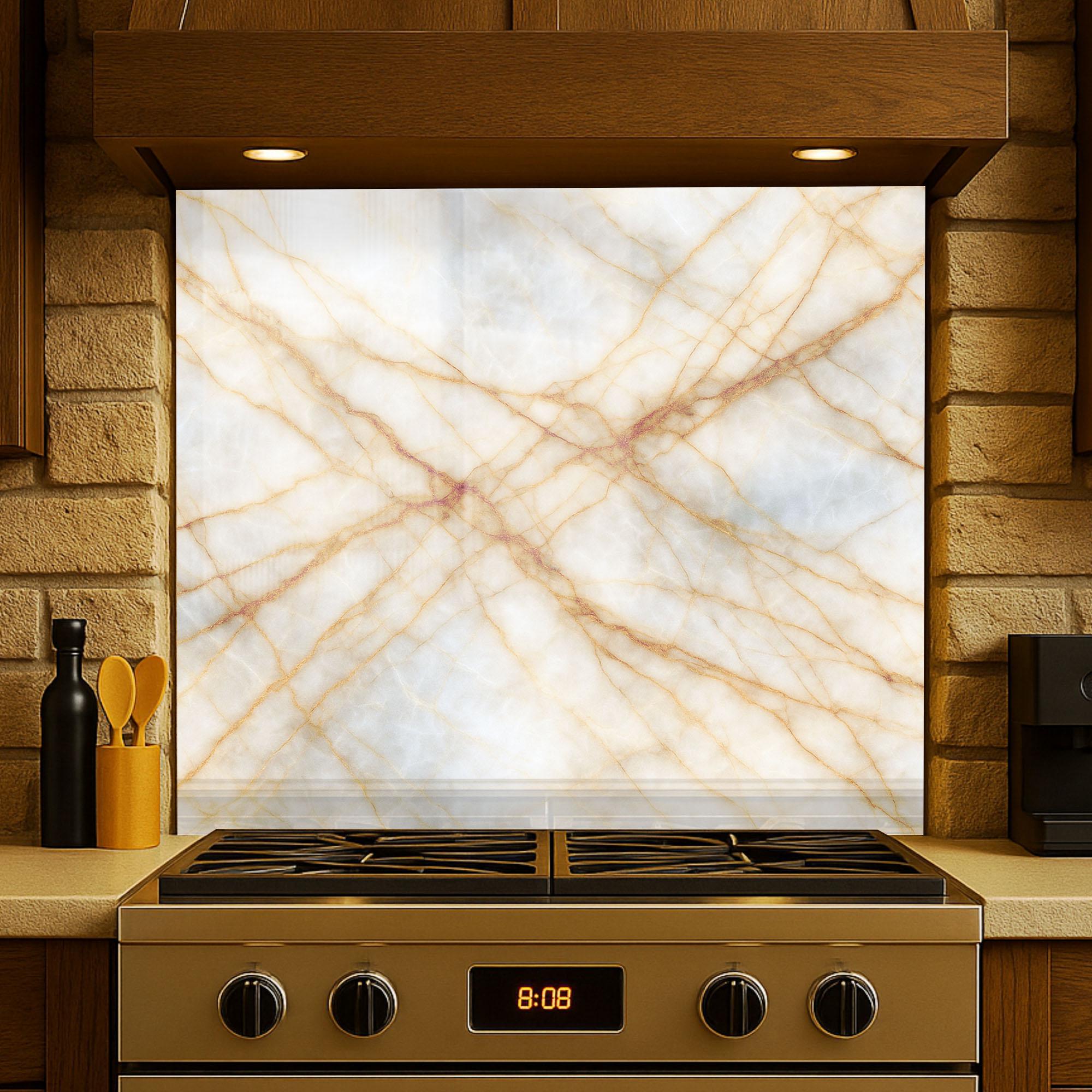 Marble Gold Vein Glass Backsplash – Heat Resistant Stove Splash Guard ...