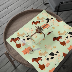 Cute Farm Animal Wrapping Paper, Cute Gift Wrap for Kids, Birthday Parties, Baby Showers, Eco-Friendly Gift Supplies