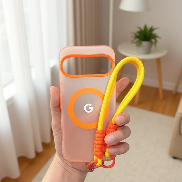 Funda magnética mate con cordón para Google Pixel 10 9 8 Pro XL 9a 8a / Cubierta transparente mate con soporte MagSafe