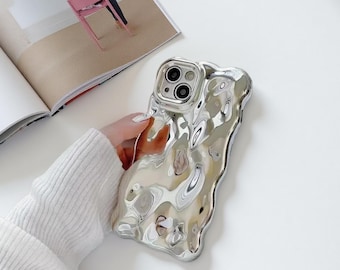 Funda de teléfono con ondas 3D para iPhone 15, 14, 13, 12 y 11 Pro Max, de silicona suave color caramelo, a prueba de golpes, con patrón ondulado