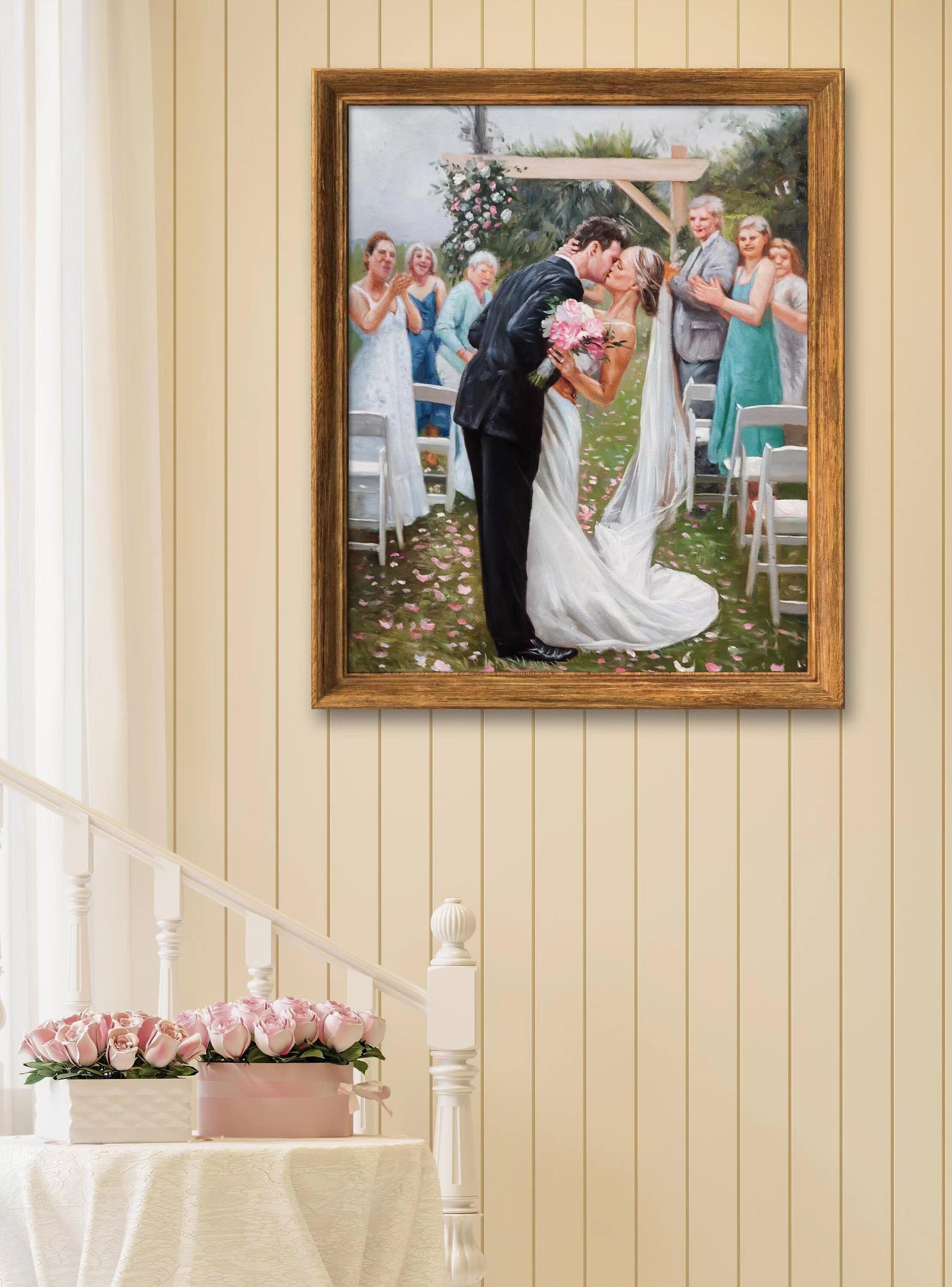 Wedding Oil Painting From Photo Hand Painted With Oil on Canvas ...