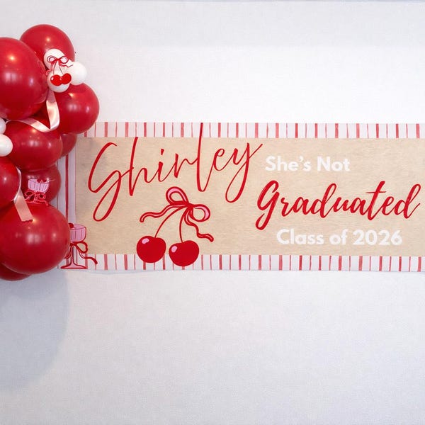 Guirnalda de graduación Cherry 2026 y guirnalda de globos / Coquette Decor /