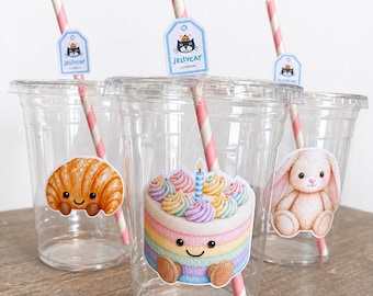 Jellycat BirthdayDecorations Cups Bunny, Cake, Croissant Party Drinkware