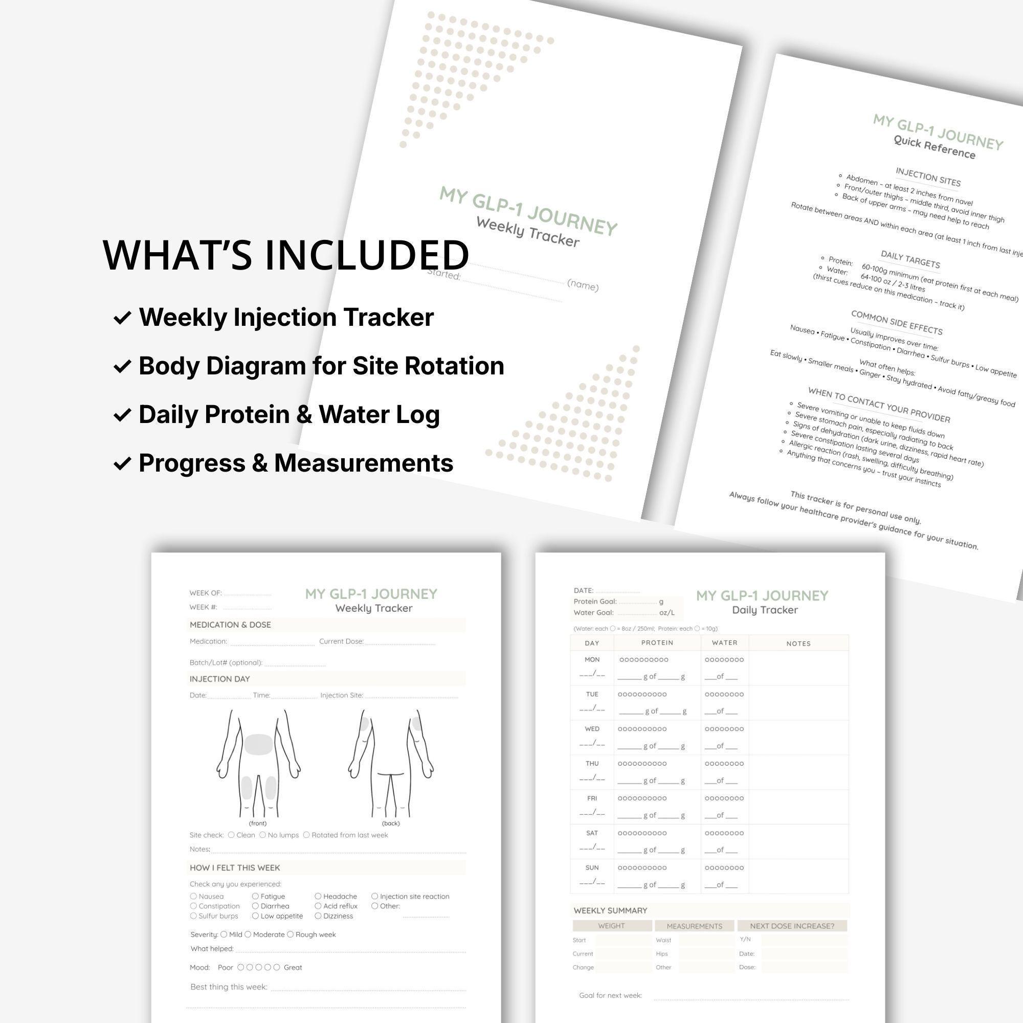 GLP-1 Weight Loss Tracker Printable | Ozempic Wegovy Mounjaro Tracker ...