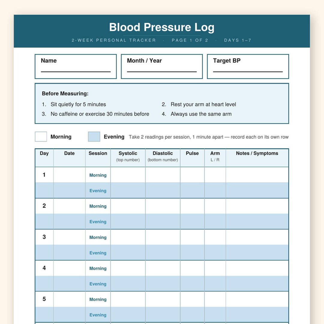 Simple Bp Monitoring Chart.pdf Blood Pressure Chart Printable | BP Monitoring Log | Daily Health ...