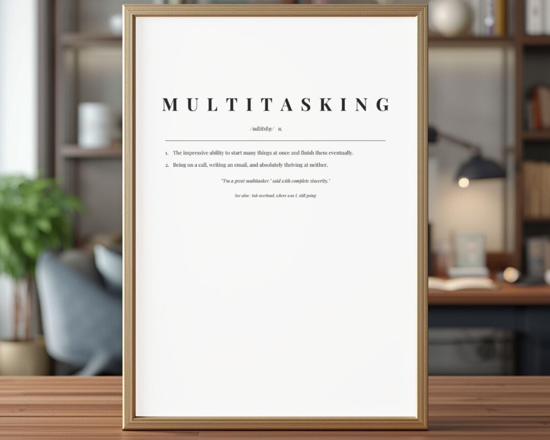 Multitasking Definition Wall Art | Productivity Humor Poster | ADHD ...