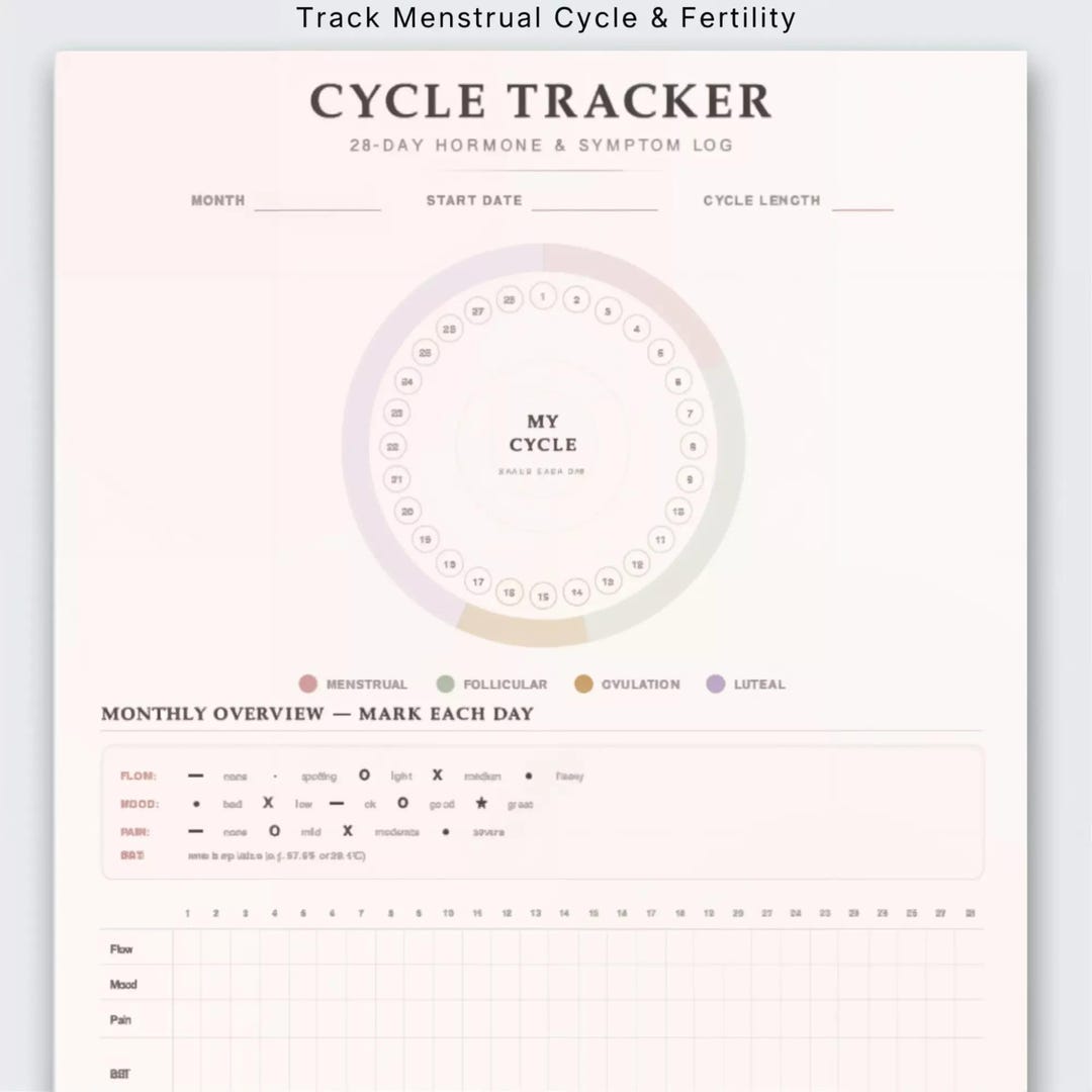 Fertility Awareness Tracker Printable, Menstrual Cycle Chart, BBT ...