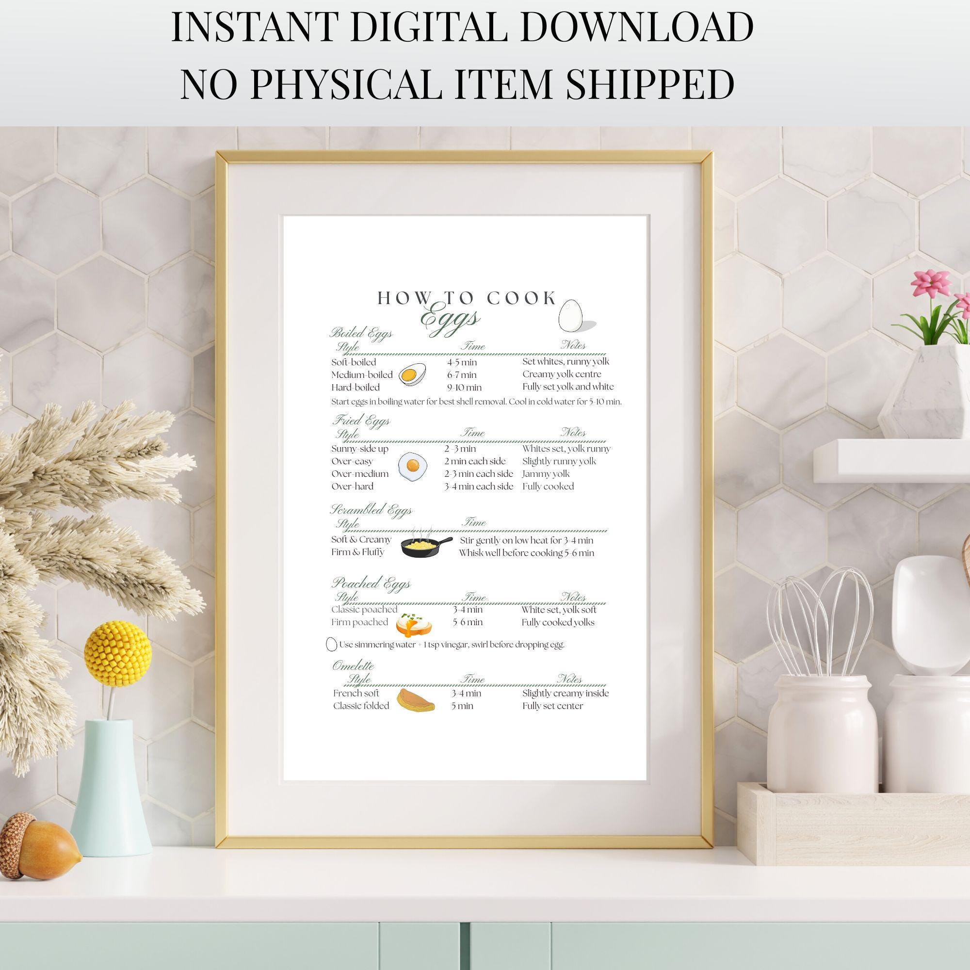 Egg Cooking Methods Chart Set | How to Cook Eggs Poster | Kitchen ...