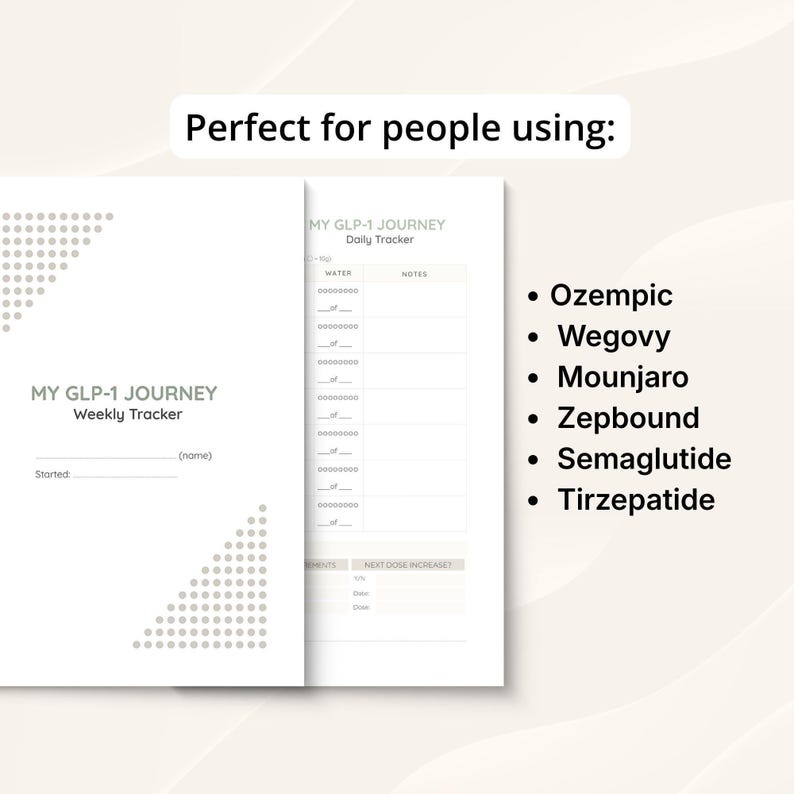 GLP-1 Weight Loss Tracker Printable | Ozempic Wegovy Mounjaro Tracker ...