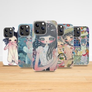 Aya Takano Artistic Phone Case, Minimalist Cute & Edgy Design, iPhone 16-11 Pro Max, Samsung Galaxy S24-S20 Ultra Compatible