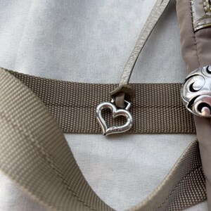 Brighton Gray Glitter Croc Leather Trim Heart Charm Crossbody Bag Sunflower image 3