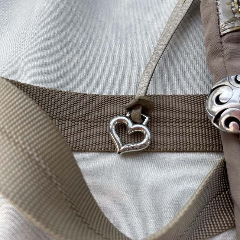 Brighton Gray Glitter Croc Leather Trim Heart Charm Crossbody Bag Sunflower image 3