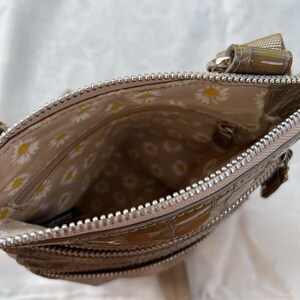 Brighton Gray Glitter Croc Leather Trim Heart Charm Crossbody Bag Sunflower image 6