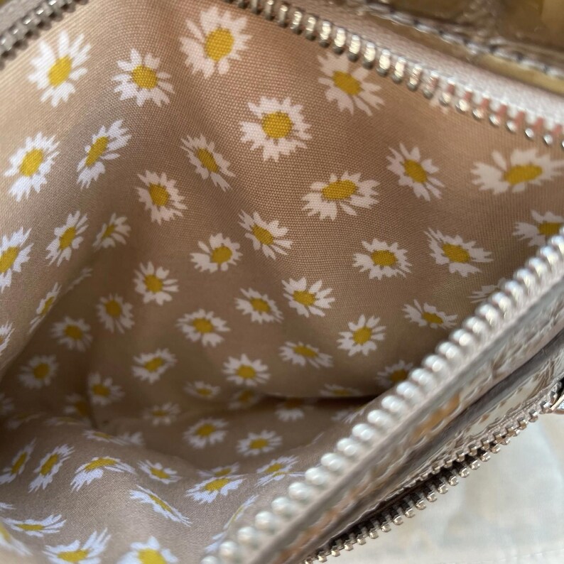 Brighton Gray Glitter Croc Leather Trim Heart Charm Crossbody Bag Sunflower image 5