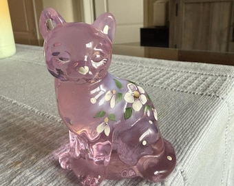 Vintage Fenton Pink Chiffon Opalescent for Cracker Barrel 2001, Signed, #35 EUC