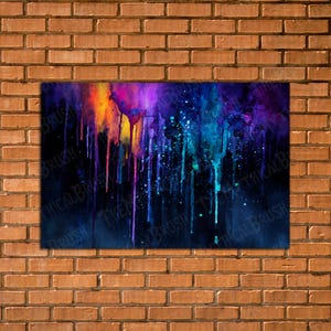 Dripping Watercolor Colorful Abstract Poster, Modern Abstract Poster Print, Above Bed Poster Wall Art, Unique Poster, Large Physical Poster