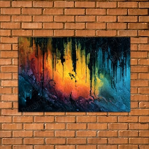 Dripping Watercolor Colorful Abstract Poster, Modern Abstract Poster Print, Above Bed Poster Wall Art, Unique Poster, Large Physical Poster
